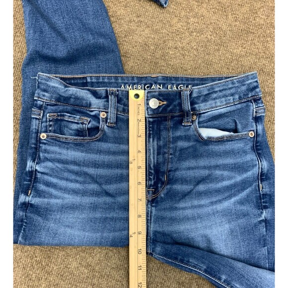 American Eagle Jeans Womens 8 Skinny Kick Bootcut Whiskered Next Stretch Denim - Picture 8 of 11